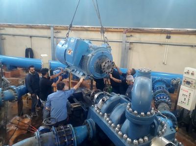  تعویض پمپ شماره ۴ ایستگاه ۲۴ اینچ امور آبرسانی مسجدسلیمان با پمپ جدید
