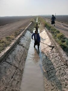 اجرای عملیات لایروبی دستی کانال‌های شبکه آبیاری میان‌آب شوشتر