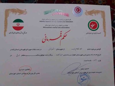  کسب مقام اول مسابقات رزمی توسط  فرزندان همکارمان شاغل در شرکت آبیاری کارون بزرگ