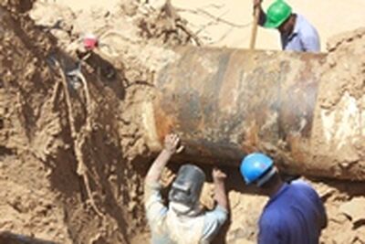 پایان عملیات ترمیم نشتی خط لوله آب مرغزار