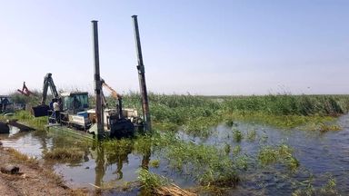 آغاز عملیات نی زدایی و لایروبی از تالاب شادگان 